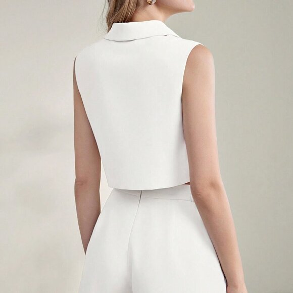 Apricot Casual Women's Striped Button Front Sleeveless Blouse - Picture 2 of 8